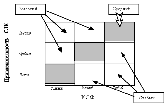 Приоритеты потоков инвестиций в соответствии с матрицей "Дженерал-электрик" - McKinsey